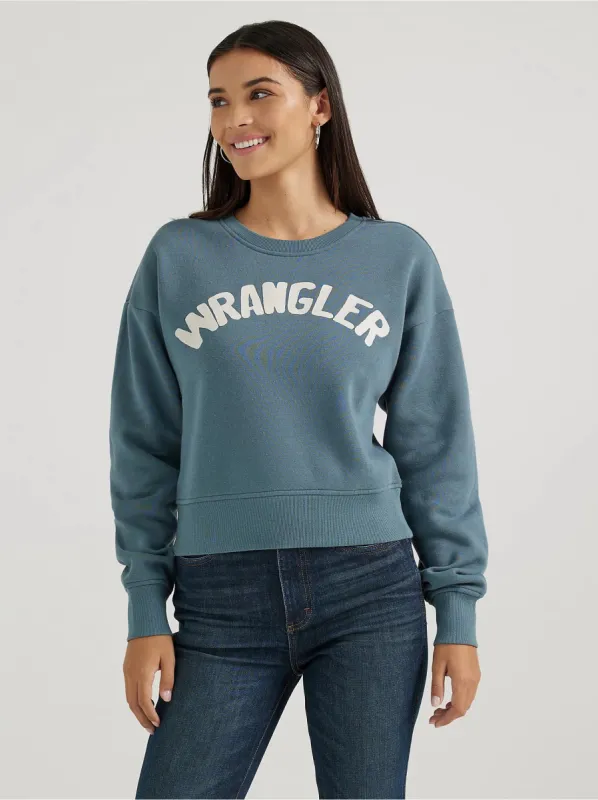 WRANGLER WOMENS SHABBY LOGO PULLOVER SWEATSHIRT sold by Bridle Path Tack Shop