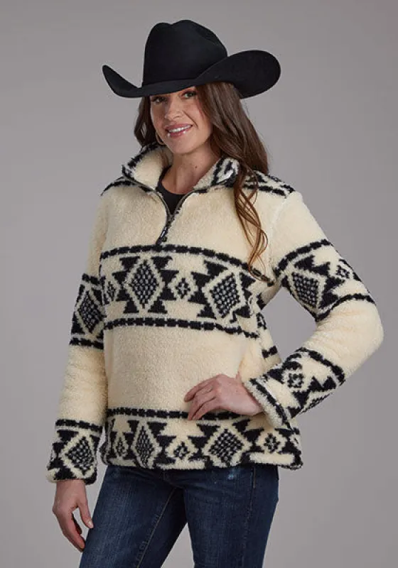 ROPER WOMENS POLAR FLEECE JACKET - BLACK/WHITE sold by Bridle Path Tack Shop