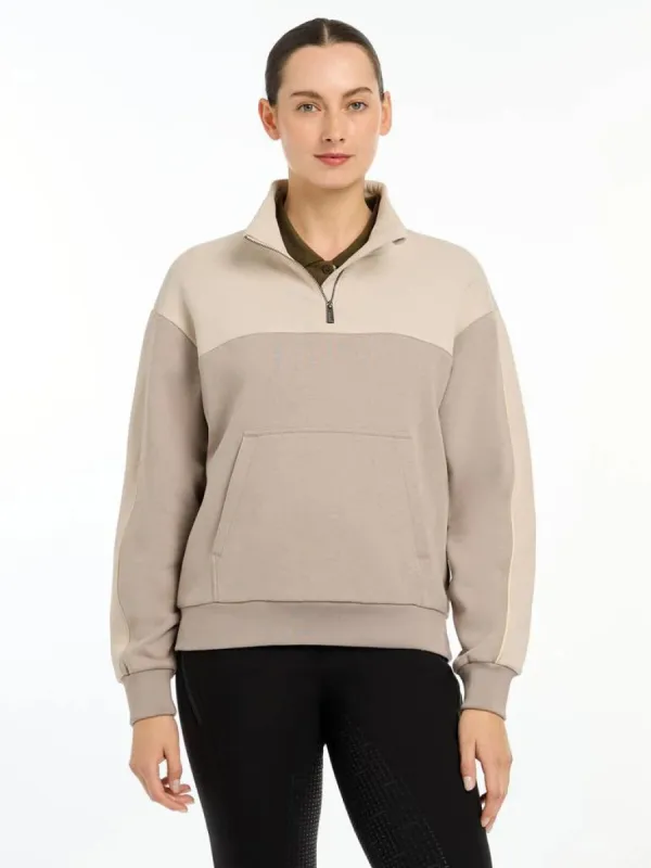 LEMIEUX WOMENS KALI QUARTER ZIP SWEATER -ASH/STONE sold by Bridle Path Tack Shop