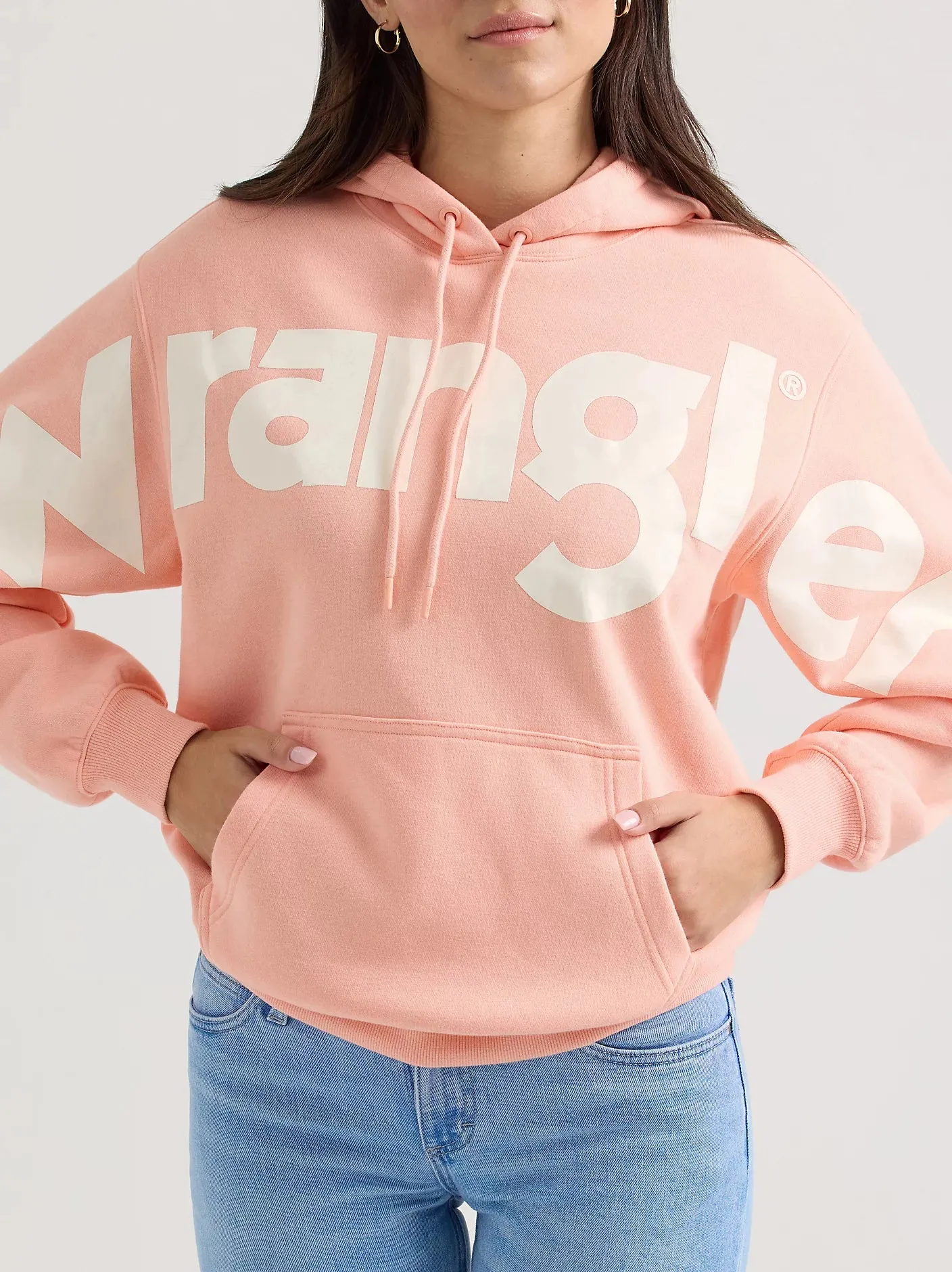 WRANGLER WOMENS BOLD LOGO HOODIE - PINK BUBBLE sold by Bridle Path Tack Shop product image thumbnail 3
