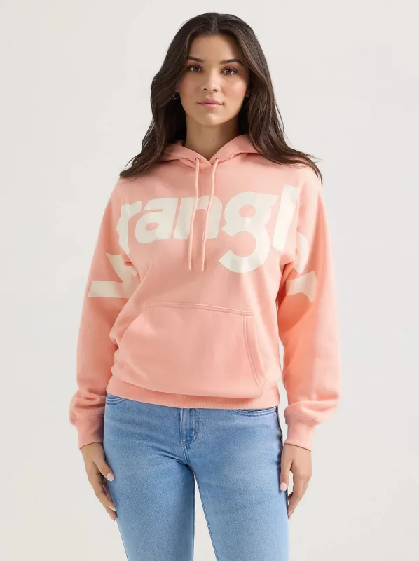 WRANGLER WOMENS BOLD LOGO HOODIE - PINK BUBBLE sold by Bridle Path Tack Shop