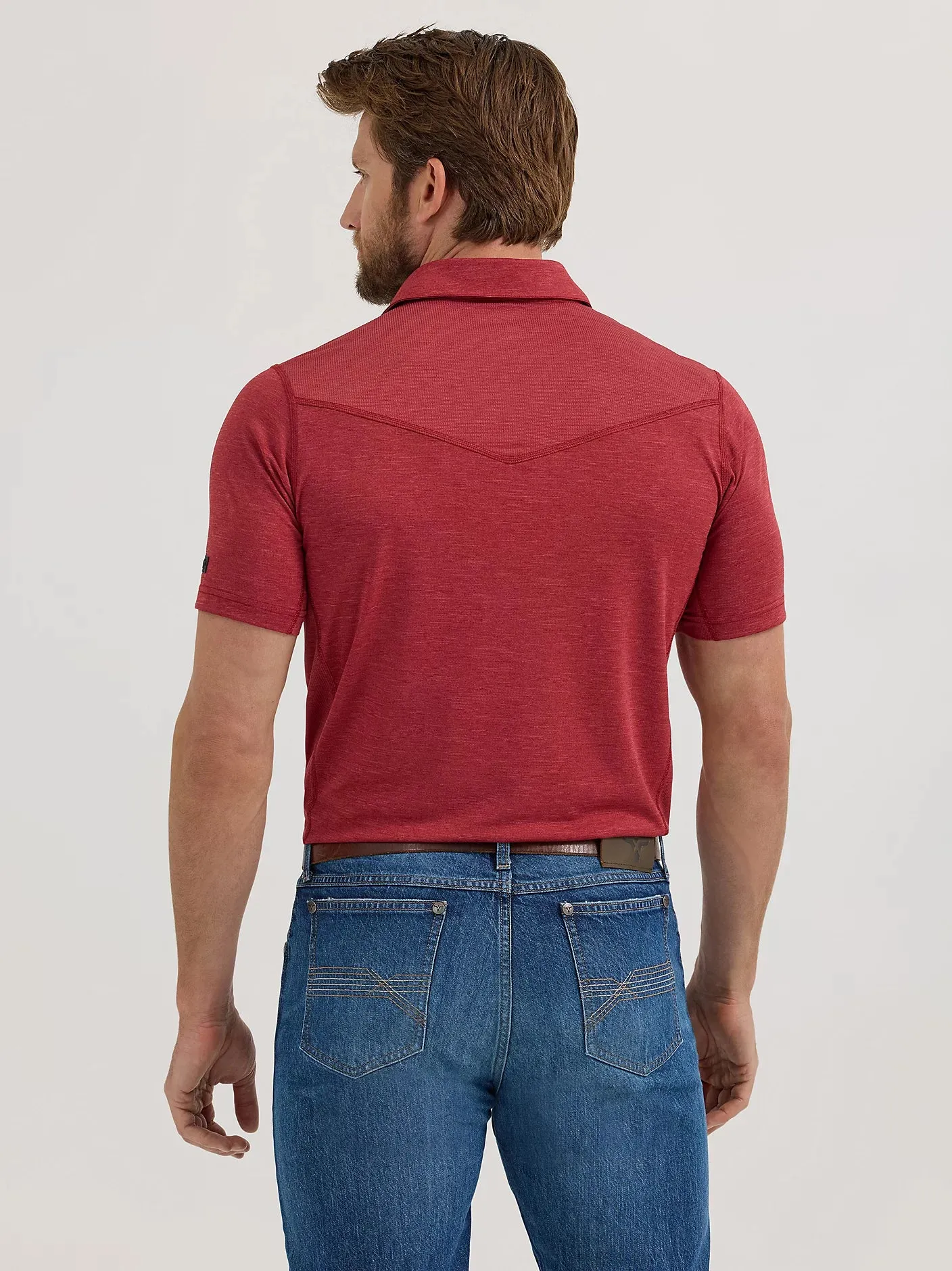 WRANGLER MENS PERFORMANCE POLO SHIRT - RED sold by Bridle Path Tack Shop product image thumbnail 2