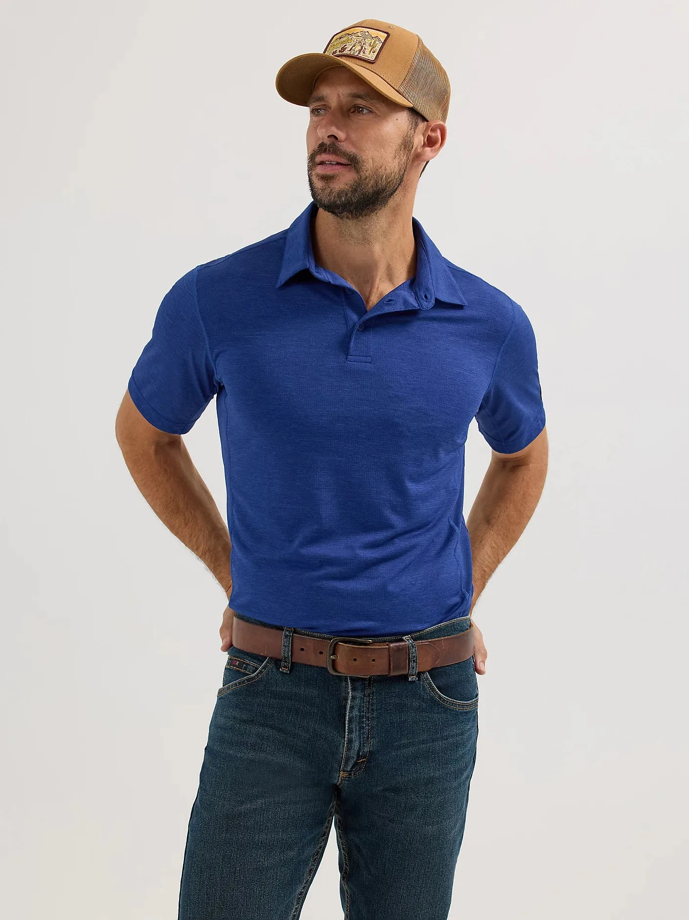 WRANGLER MENS PERFORMANCE POLO SHIRT - NAVY sold by Bridle Path Tack Shop