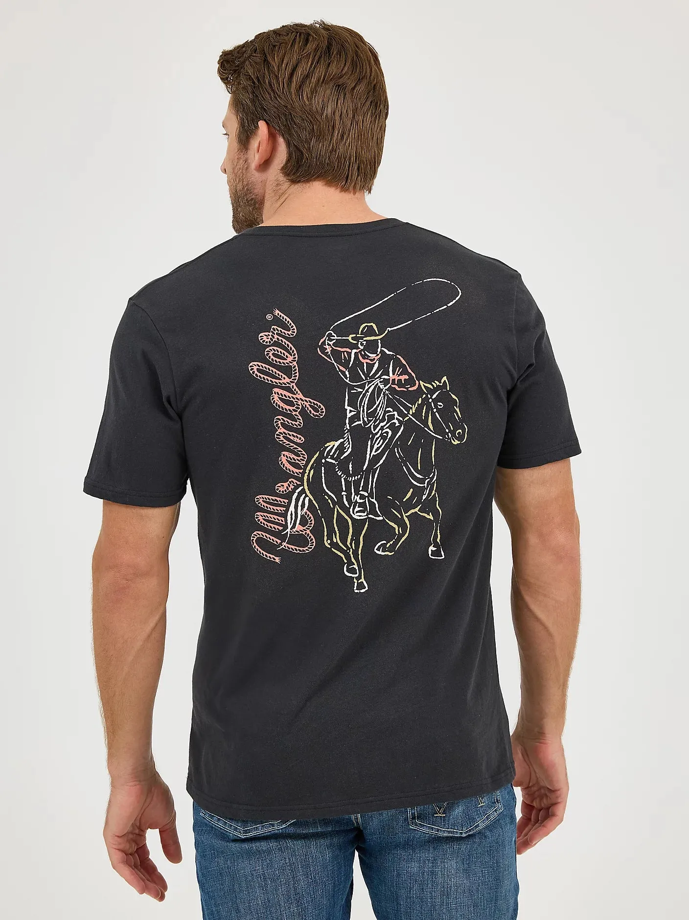 WRANGLER MENS BACK GRAPHIC TEE - BLACK sold by Bridle Path Tack Shop