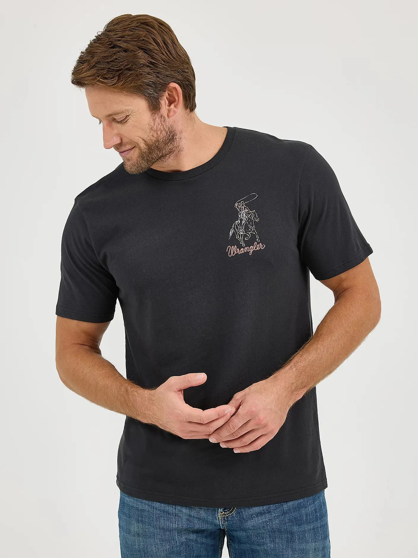 WRANGLER MENS BACK GRAPHIC TEE - BLACK sold by Bridle Path Tack Shop product image thumbnail 2