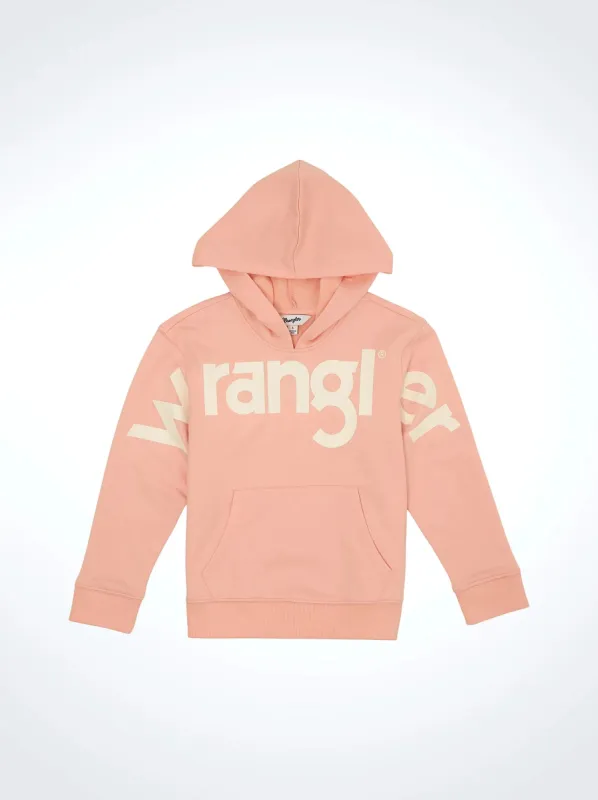 WRANGLER GIRLS WRANGLER BOLD LOGO HOODIE - PINK sold by Bridle Path Tack Shop