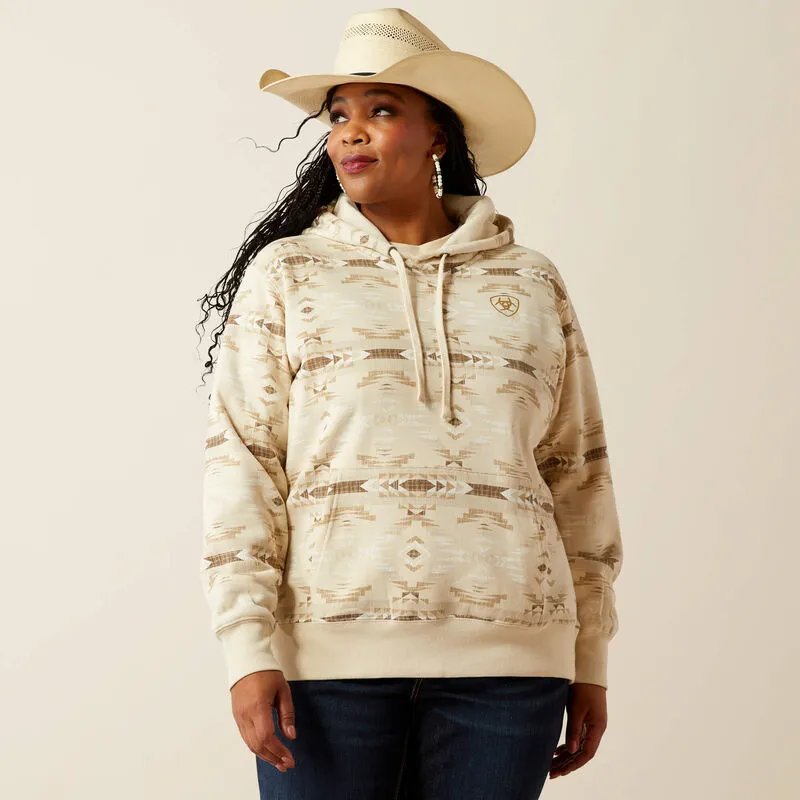 ARIAT WOMENS LOGO 2.0 SANDSTONE SOUTHWEST PRINT HOODIE sold by Bridle Path Tack Shop product image thumbnail 2
