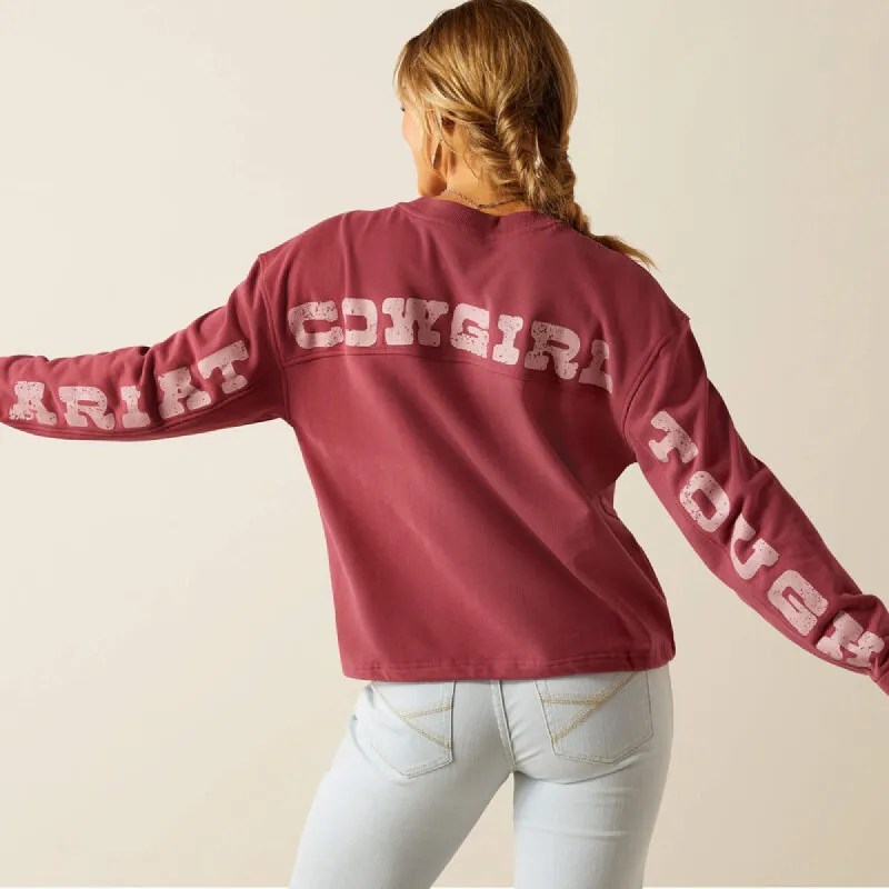 ARIAT WOMENS COWGIRL TOUGH SWEATSHIRT - DRY ROSE sold by Bridle Path Tack Shop