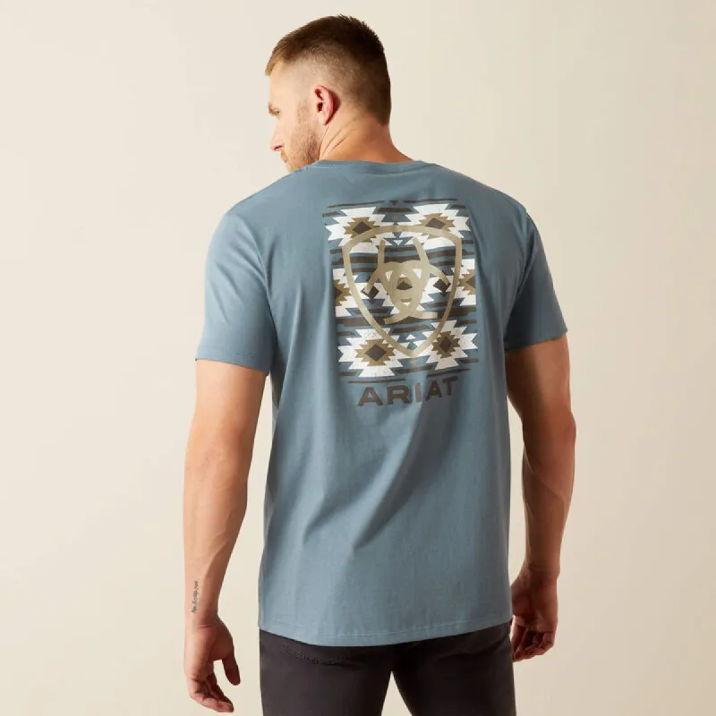ARIAT MENS EAGLE ROCK TEE SHIRT - LIGHT DENIM sold by Bridle Path Tack Shop