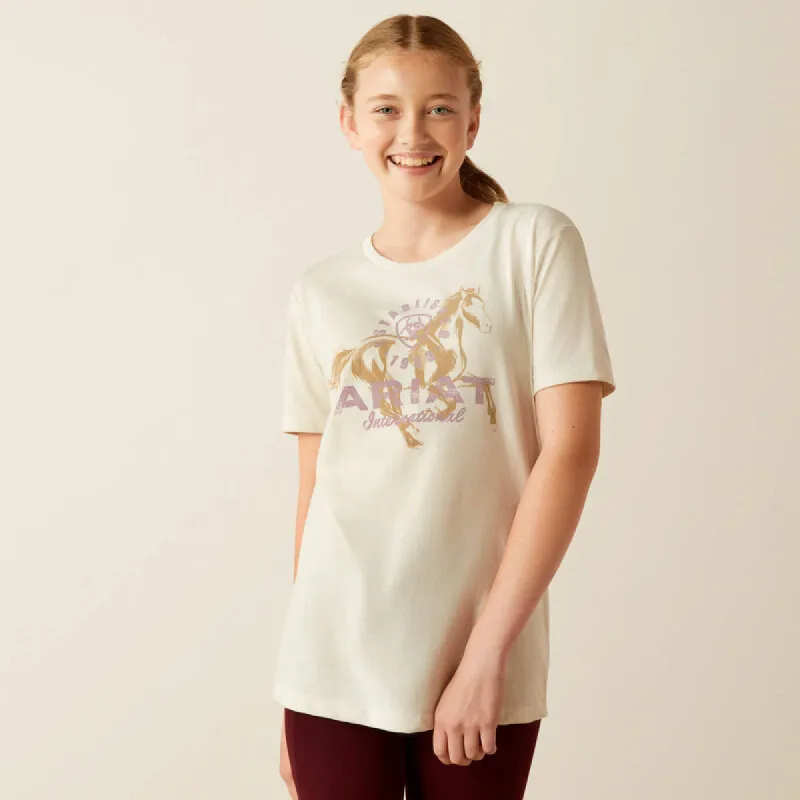 ARIAT GIRLS MEDALLION TEE SHIRT - NATURAL sold by Bridle Path Tack Shop