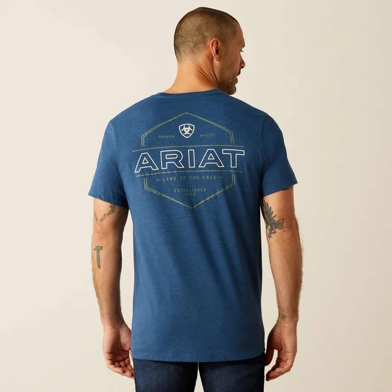 ARIAT MENS LINE FRAME HEX TEE SHIRT sold by Bridle Path Tack Shop