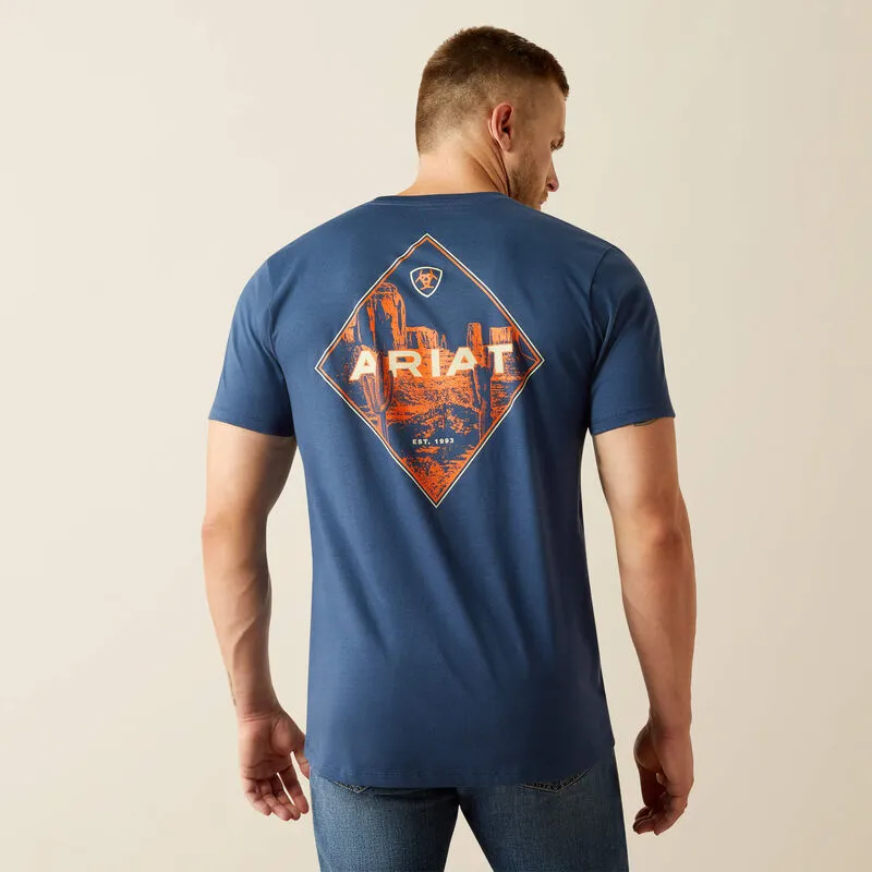 ARIAT MENS DIAMOND VALLEY TEE SHIRT - SPACE BLUE sold by Bridle Path Tack Shop