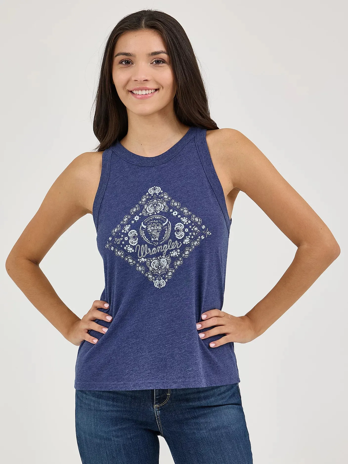WRANGLER WOMENS WESTERN GRAPHIC GODDESS TANK sold by Bridle Path Tack Shop