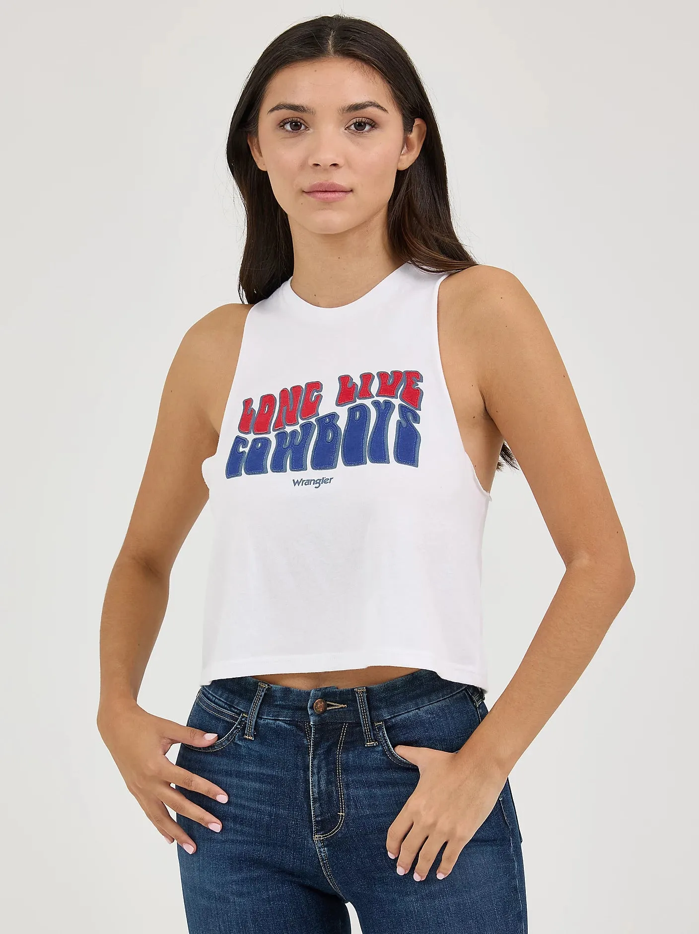 WRANGLER WOMENS FESTIVAL GRAPHIC TANK - LLC WHITE sold by Bridle Path Tack Shop