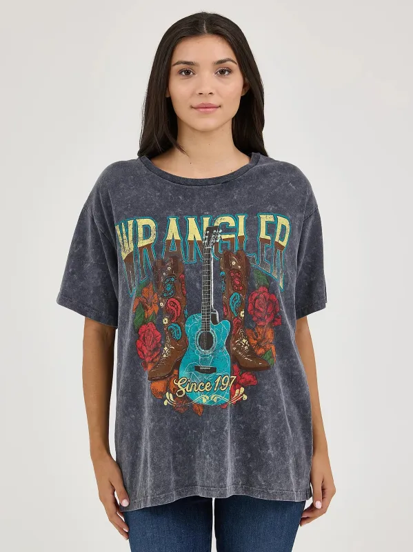 WRANGLER WOMENS ACID WASH GRAPHIC OVERSIZED TEE sold by Bridle Path Tack Shop