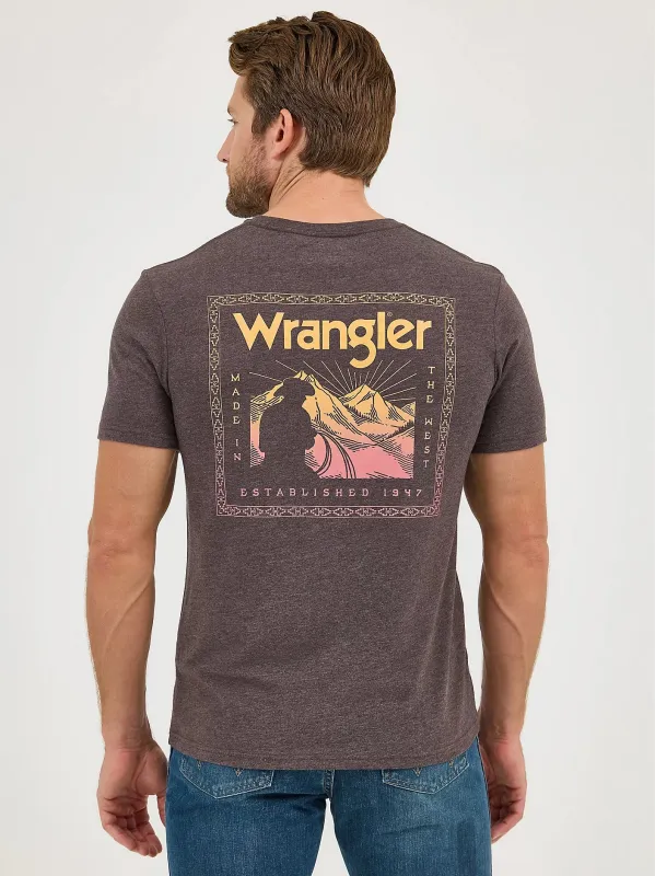 WRANGLER MENS BACK GRAPHIC TEE - DESERT BISTRE sold by Bridle Path Tack Shop