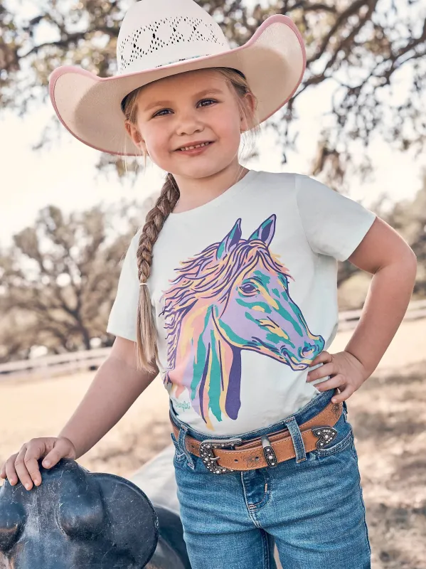 WRANGLER GIRLS WESTERN GRAPHIC TEE - TEAL sold by Bridle Path Tack Shop
