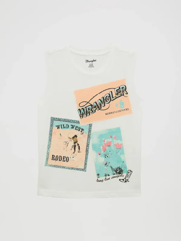 WRANGLER GIRLS WESTERN GRAPHIC TANK - WHITE sold by Bridle Path Tack Shop