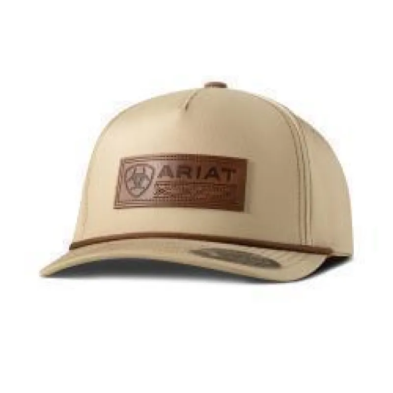 ARIAT MENS FLEXFIT 110 CAP SNAPBACK FAUX LEATHER PATCH - KHAKHI made by Ariat