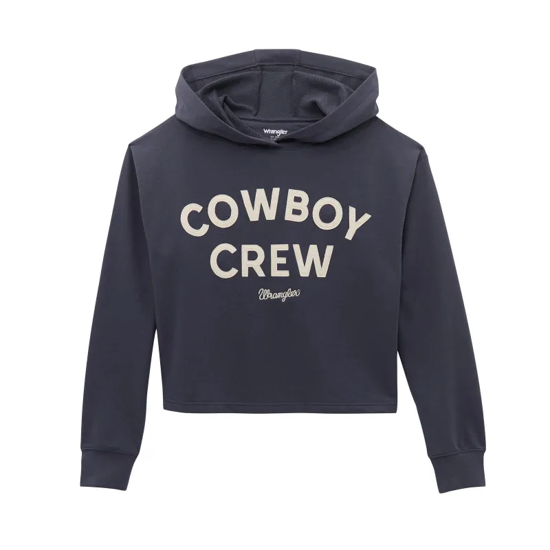 WRANGLER LONG SLEEVE CROPPED HOODIE - RELAXED FIT - ODYSSEY GRAY sold by Bridle Path Tack Shop