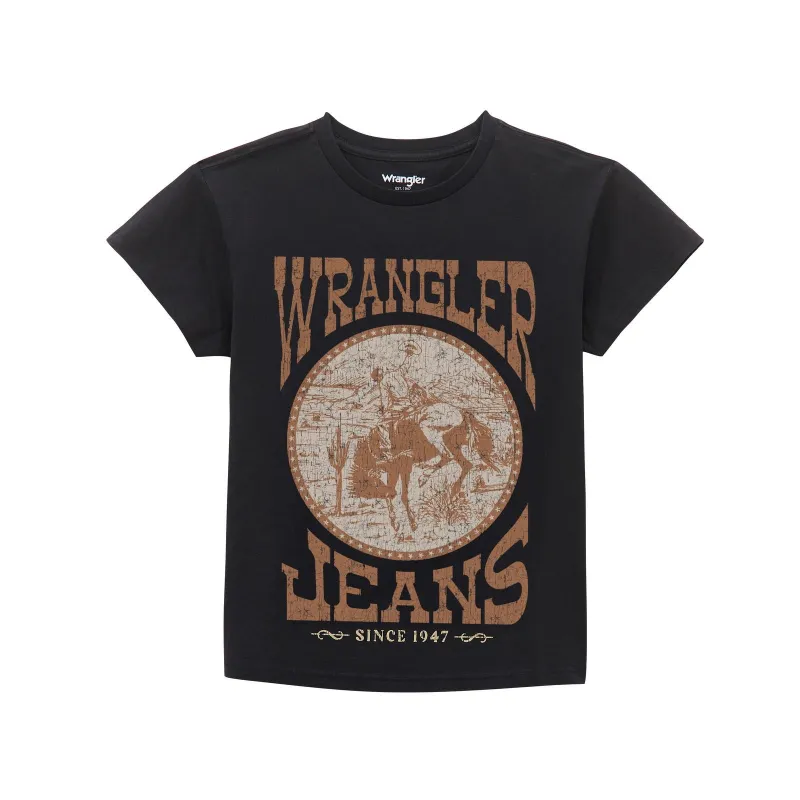 WRANGLER WOMENS SHORT SLEEVE RETRO TEE - JET BLACK sold by Bridle Path Tack Shop