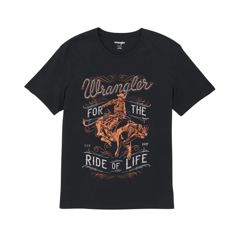 WRANGLER MENS GRAPHIC TEE - REGULAR FIT - JET BLACK sold by Bridle Path Tack Shop