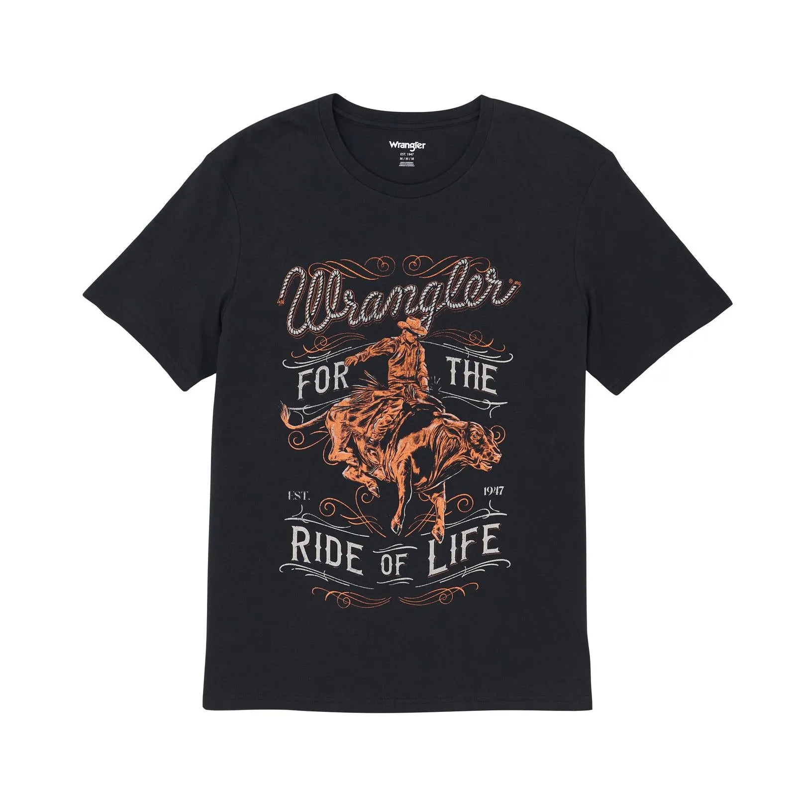 WRANGLER MENS GRAPHIC TEE - REGULAR FIT - JET BLACK sold by Bridle Path Tack Shop