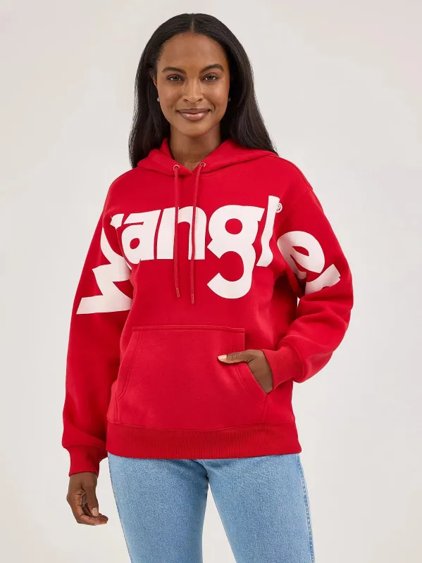 WRANGLER WOMENS BOLD LOGO HOODIE - BERRY RED sold by Bridle Path Tack Shop