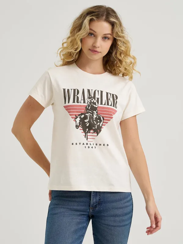 WRANGLER WOMEN GRAPHIC RETRO TEE - WHISPER WHITE sold by Bridle Path Tack Shop