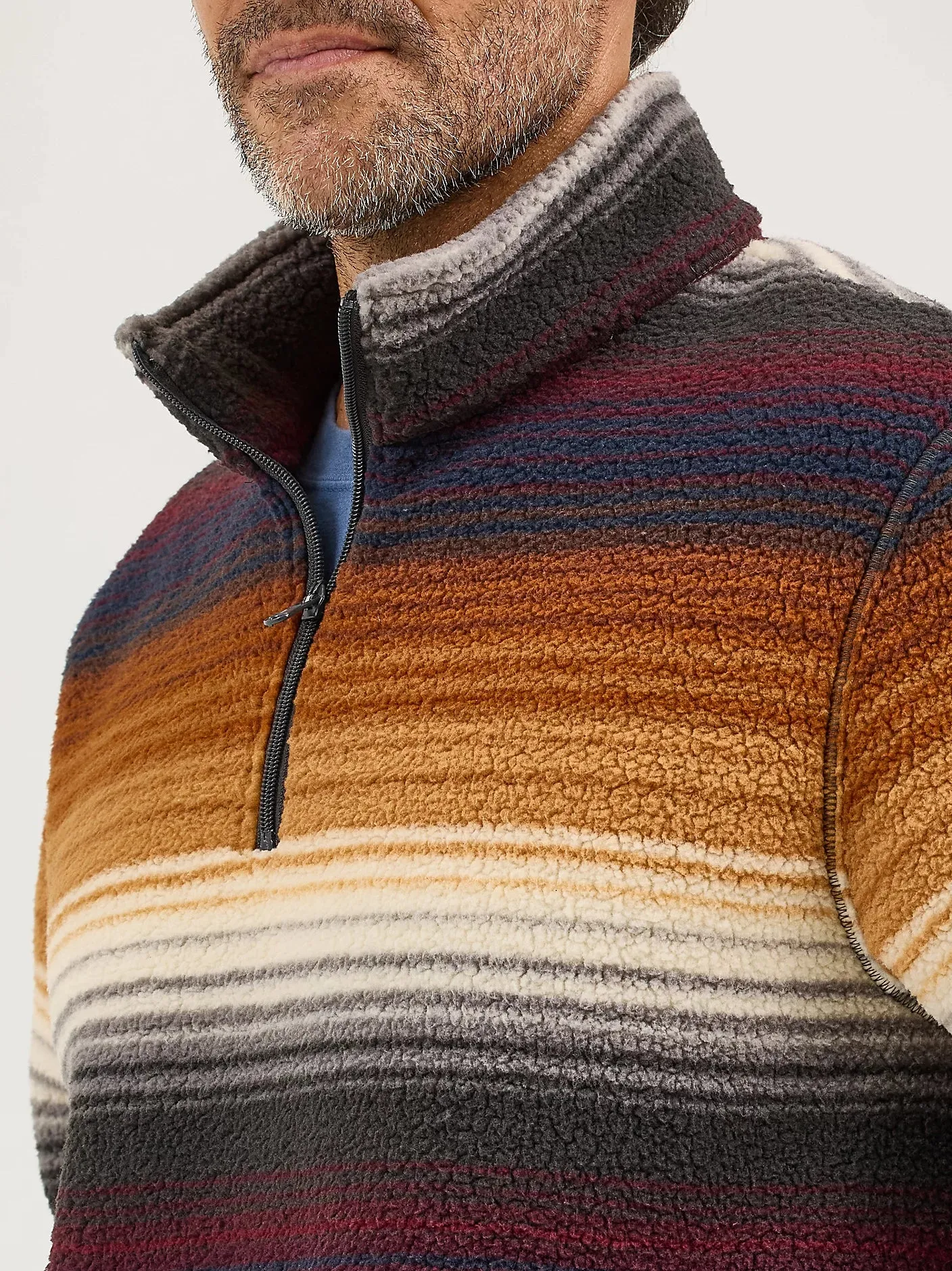 WRANGLER MENS STRIPED QUARTER ZIP SHERPA PULLOVER sold by Bridle Path Tack Shop product image thumbnail 3
