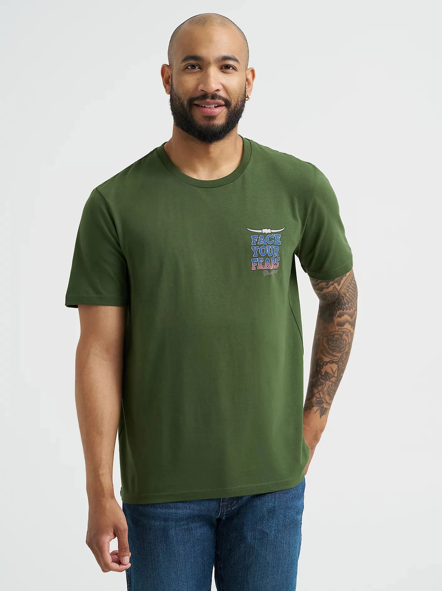 WRANGLER MENS REISSUE RODEO CLOWN TEE - BLACK FOREST sold by Bridle Path Tack Shop