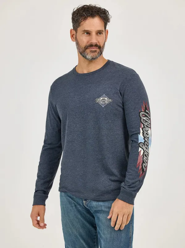 WRANGLER MENS LONG SLEEVE GRAPHIC SHIRT - DARK NAVY sold by Bridle Path Tack Shop