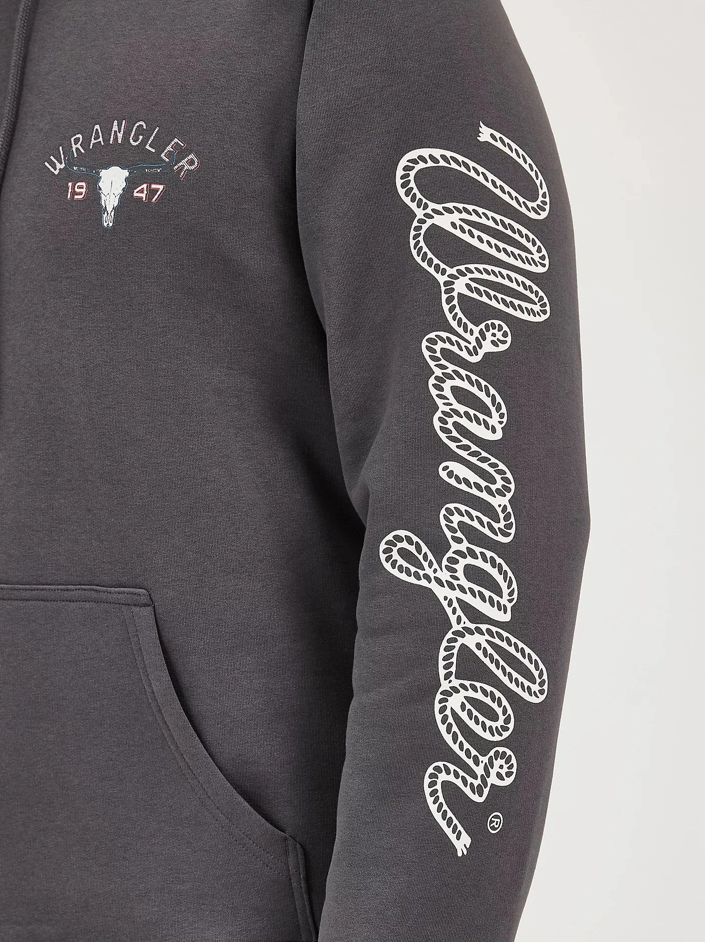 WRANGLER MENS LONG LIVE COWBOYS HOODIE - WORN GREY sold by Bridle Path Tack Shop product image thumbnail 3