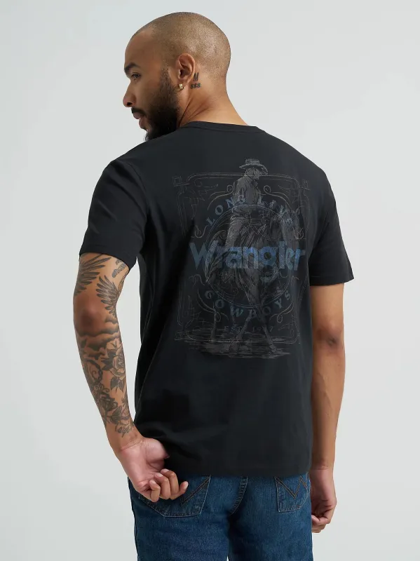 WRANGLER MENS COWBOY BACK GRAPHIC TEE - JET BLACK sold by Bridle Path Tack Shop
