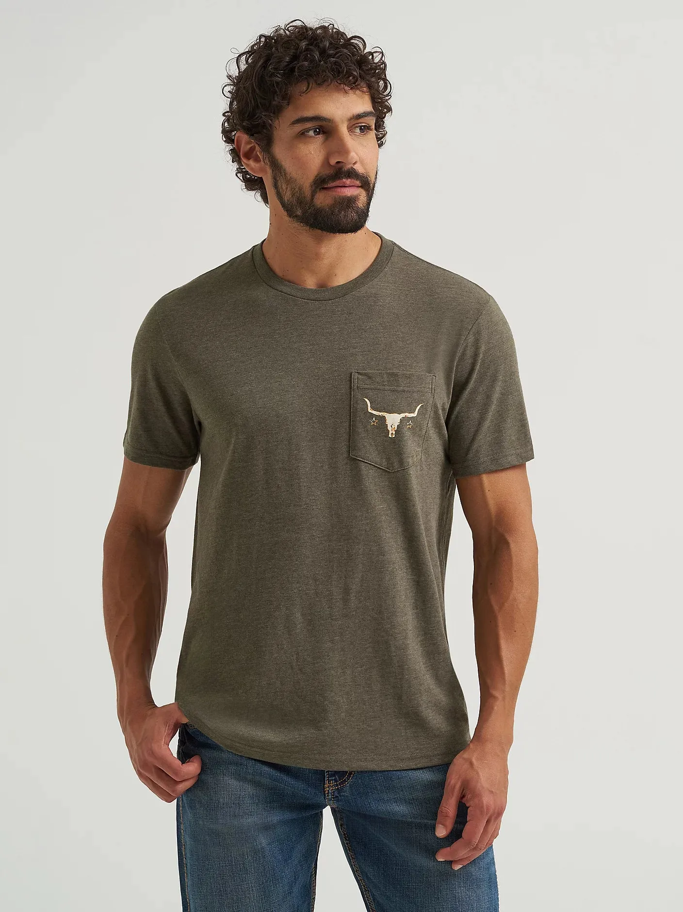 WRANGLER MENS BACK GRAPHIC POCKET TEE - GRAPE LEAF sold by Bridle Path Tack Shop