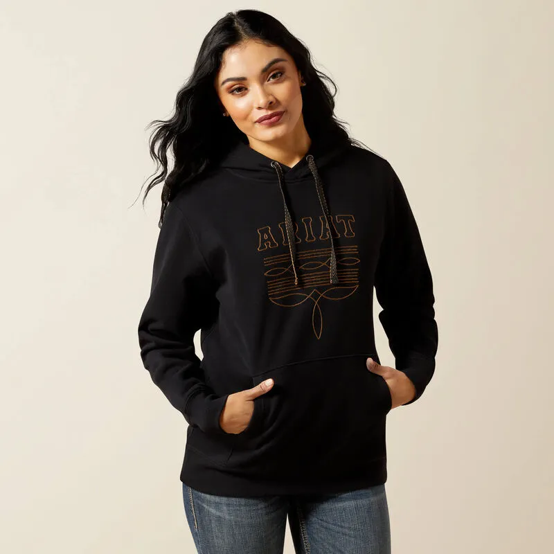 ARIAT WOMENS BOOTED LOGO HOODIE - BLACK made by Ariat