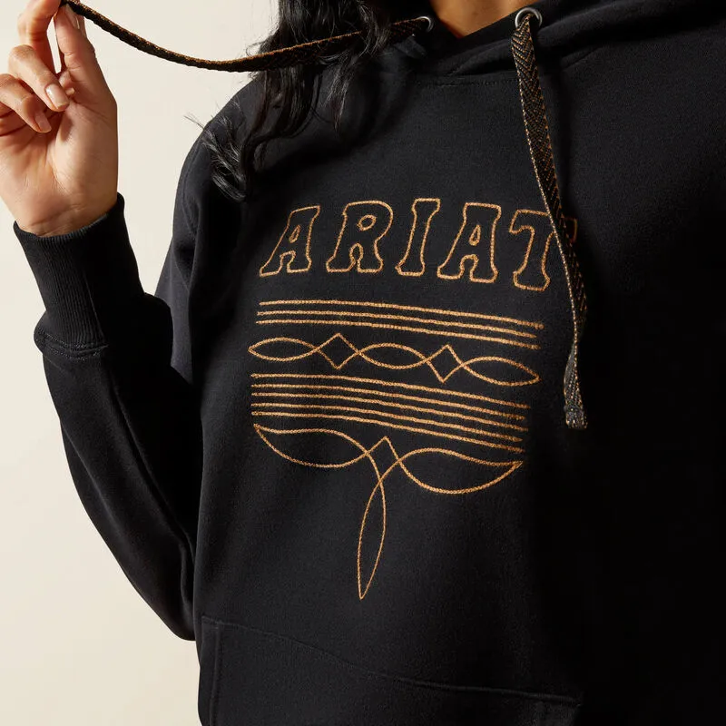 ARIAT WOMENS BOOTED LOGO HOODIE - BLACK sold by Bridle Path Tack Shop product image thumbnail 3