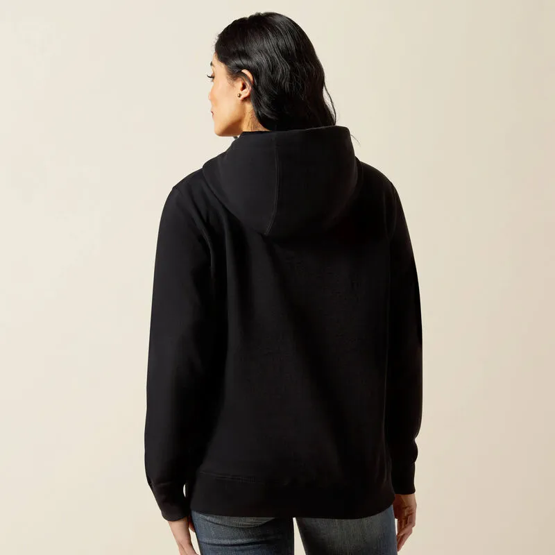 ARIAT WOMENS BOOTED LOGO HOODIE - BLACK sold by Bridle Path Tack Shop product image thumbnail 2