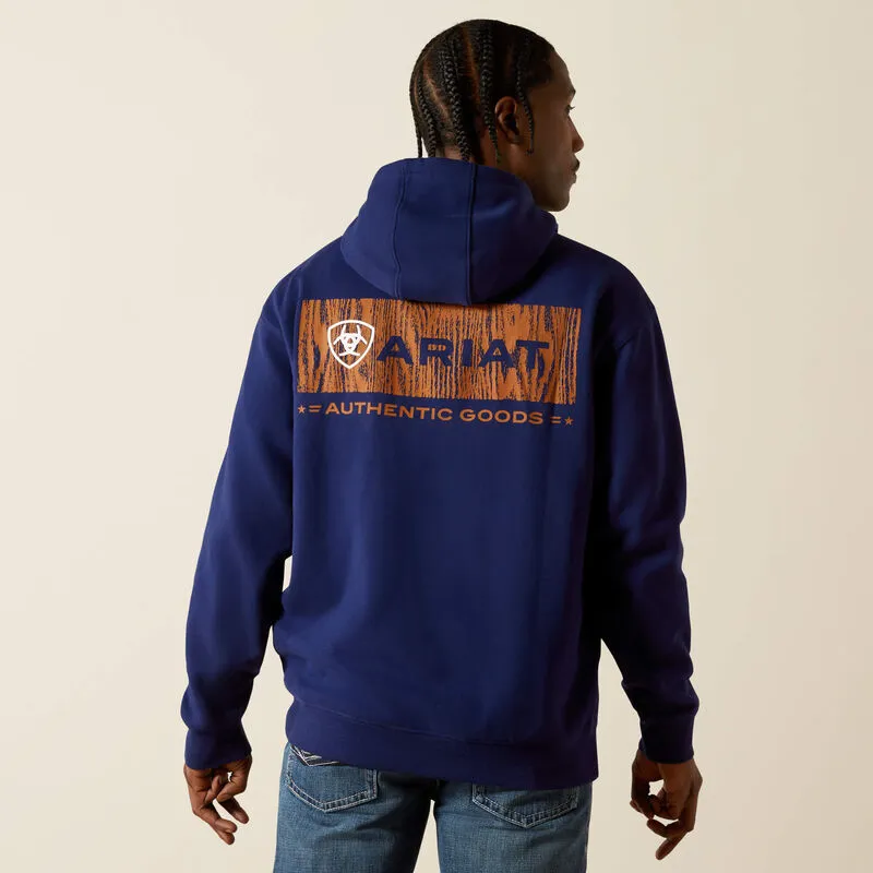 ARIAT MENS WOODSHOP STACK HOODIE - NAVY sold by Bridle Path Tack Shop product image thumbnail 2