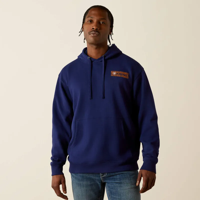 ARIAT MENS WOODSHOP STACK HOODIE - NAVY sold by Bridle Path Tack Shop