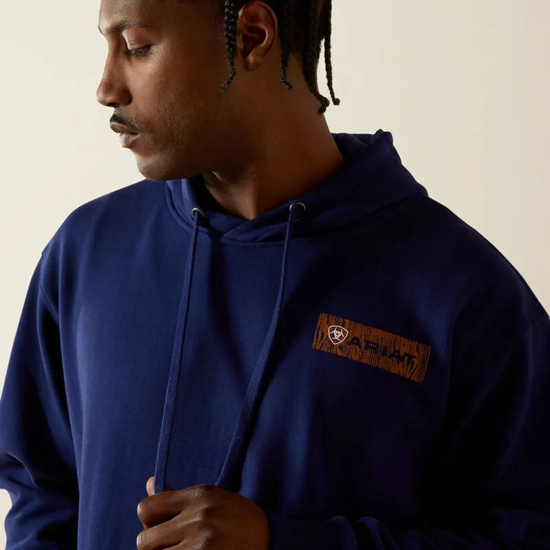 ARIAT MENS WOODSHOP STACK HOODIE - NAVY sold by Bridle Path Tack Shop product image thumbnail 3