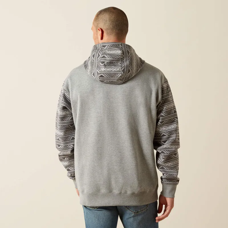 ARIAT MENS SOUTHWESTERN COLOR BLOCK HOODIE - GREY GEO SERAPE sold by Bridle Path Tack Shop product image thumbnail 2