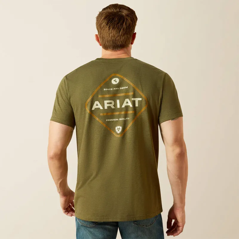 ARIAT MENS ROPED DIAMOND TEE SHIRT - MILITARY HEATHER sold by Bridle Path Tack Shop product image thumbnail 3