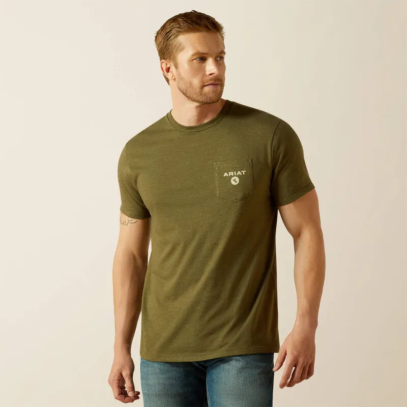 ARIAT MENS ROPED DIAMOND TEE SHIRT - MILITARY HEATHER sold by Bridle Path Tack Shop product image thumbnail 2