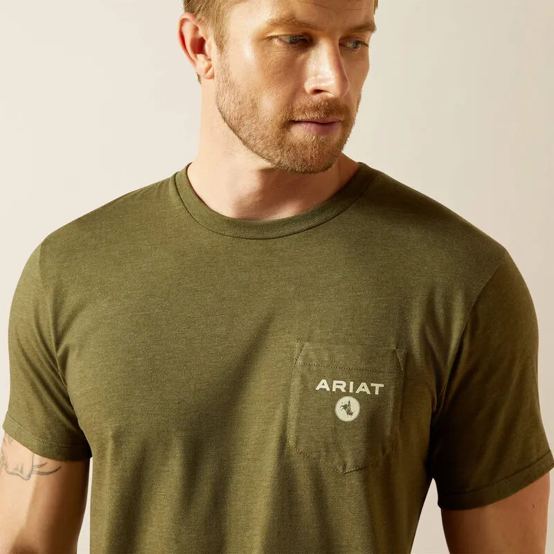 ARIAT MENS ROPED DIAMOND TEE SHIRT - MILITARY HEATHER sold by Bridle Path Tack Shop