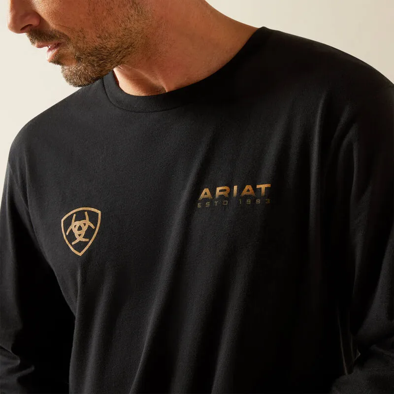 ARIAT MENS CLEAN STRIPE LONG SLEEVE TEE - BLACK sold by Bridle Path Tack Shop