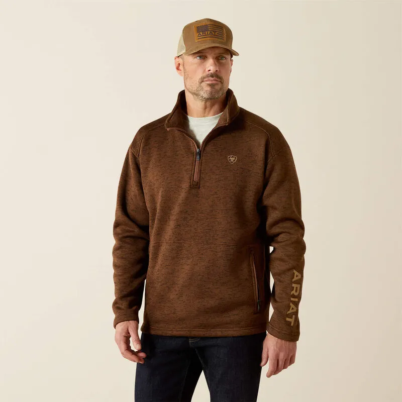 ARIAT MENS CALDWELL LOGO 1/4 ZIP SWEATER - CARAFE sold by Bridle Path Tack Shop