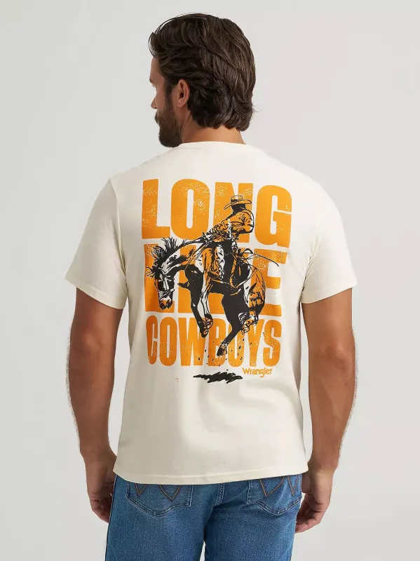 Wrangler Mens Long Live Cowboys Back Graphic T-Shirt made by Wrangler