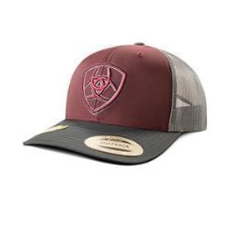 Ariat Cap Two Tone Shield Burgundy made by Bridle Path Tack Shop