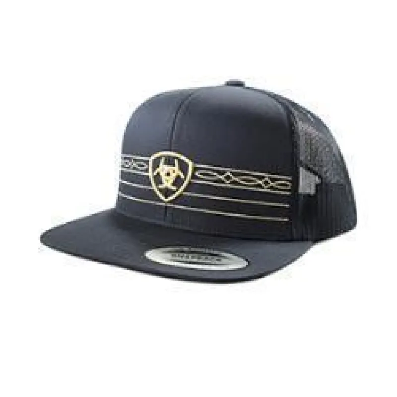 Ariat Cap Shield and Boot Stitch Ribbon Navy made by Bridle Path Tack Shop